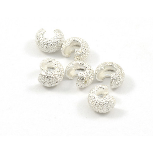 4MM SILVER PLATED STARDUST CRIMP BEADS COVER (PACK OF 10)